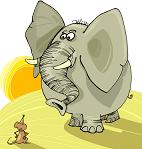 elephants make deep sounds and mice make high-pitched sounds
