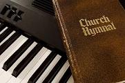 music keyboard with church hymnal