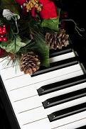 Piano keyboard with Christmas decoration