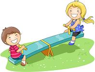 Children playing on a Seesaw
