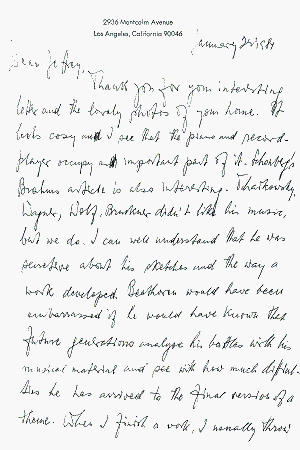 Letter from Miklos Rozsa to Jeffrey Dane, page 1