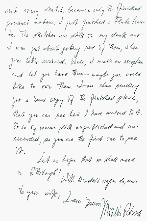 Letter from Miklos Rozsa to Jeffrey Dane, page 2