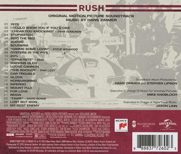 Hans Zimmer - Rush soundtrack CD back cover