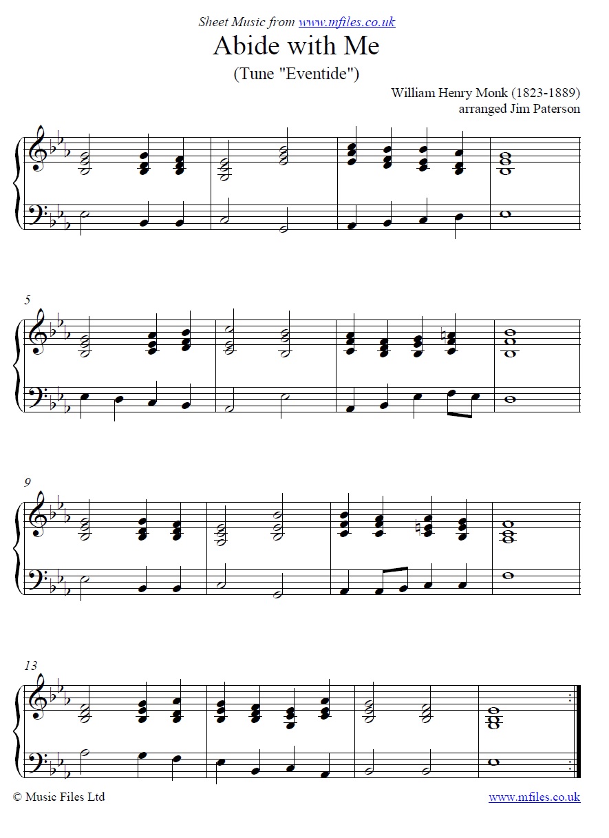 Abide with Me (Tune: Eventide) - piano sheet music 1st page