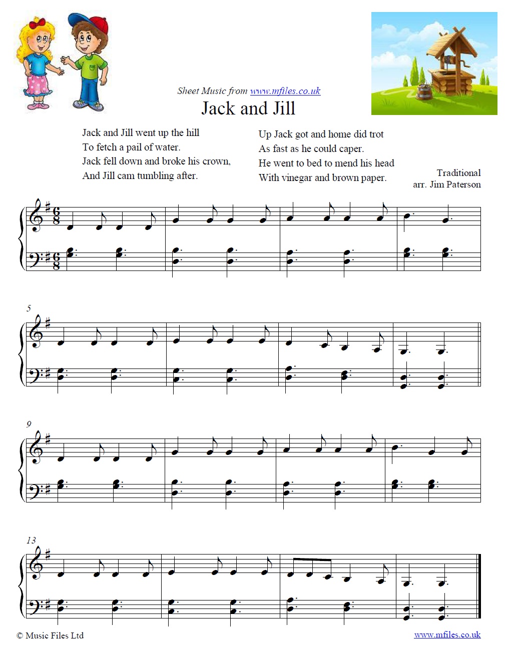 Jack and Jill for piano - sheet music 1st page