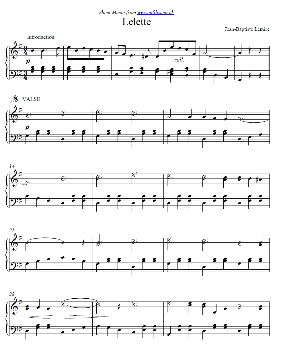 Lelette by Jean-Baptiste Lemire for piano - sheet music 1st page