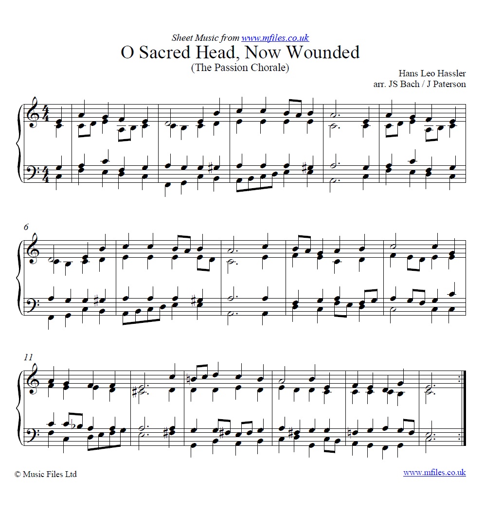 O Sacred Head Now Wounded for piano - sheet music 1st page