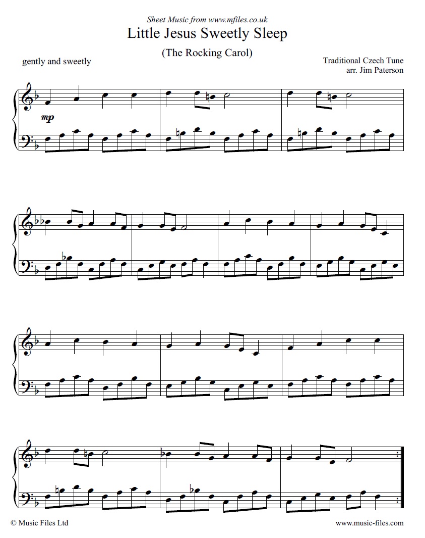 Rocking Carol (Little Jesus Sweetly Sleep) for Piano - sheet music 1st page