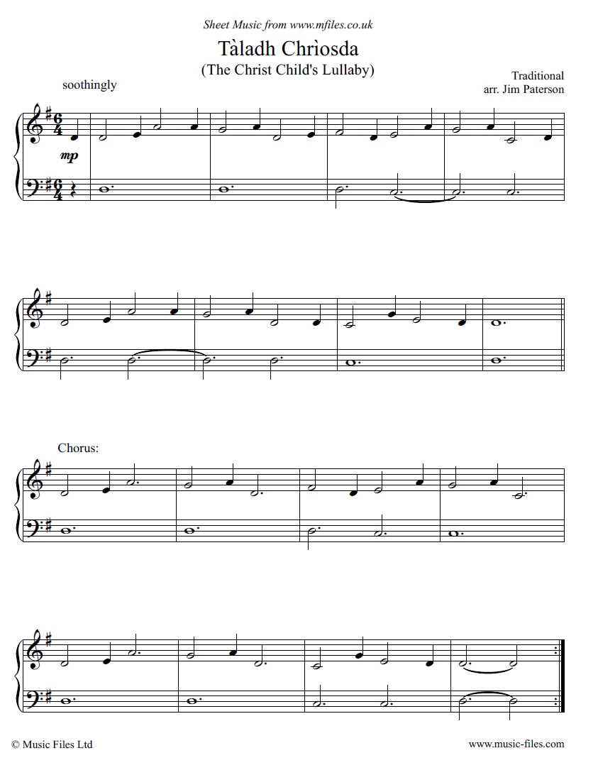 T​aladh Chr​i​osda (Christ Child's Lullaby) for Easy Piano  - sheet music 1st page