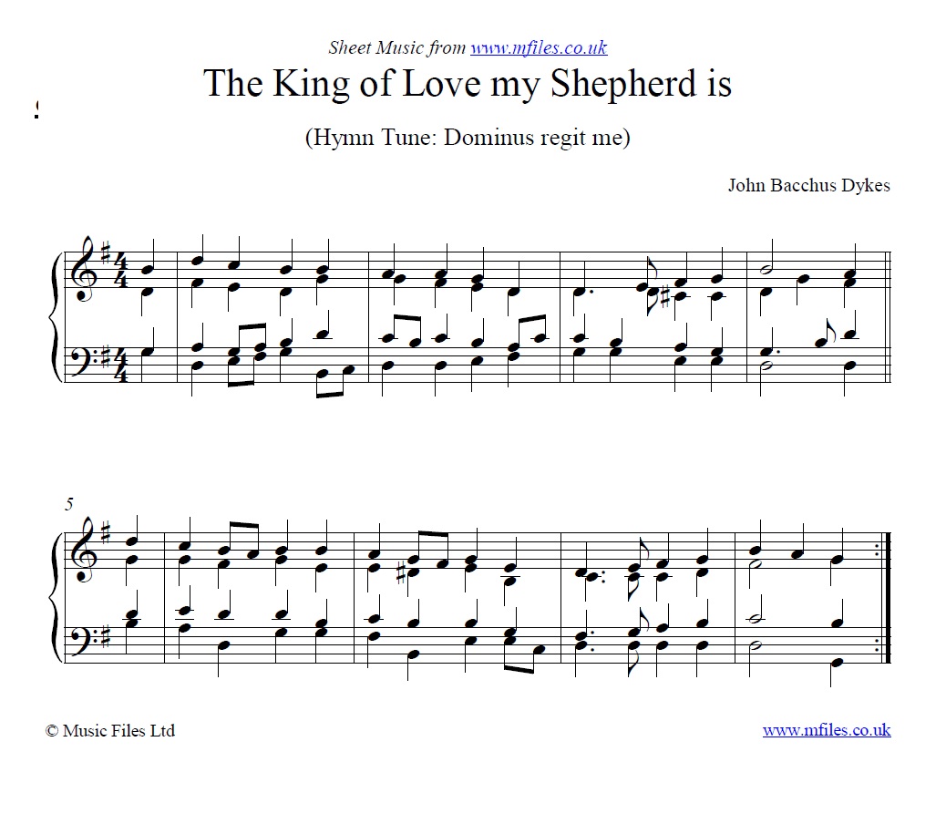 The King of Love my Shepherd Is for piano - sheet music 1st page
