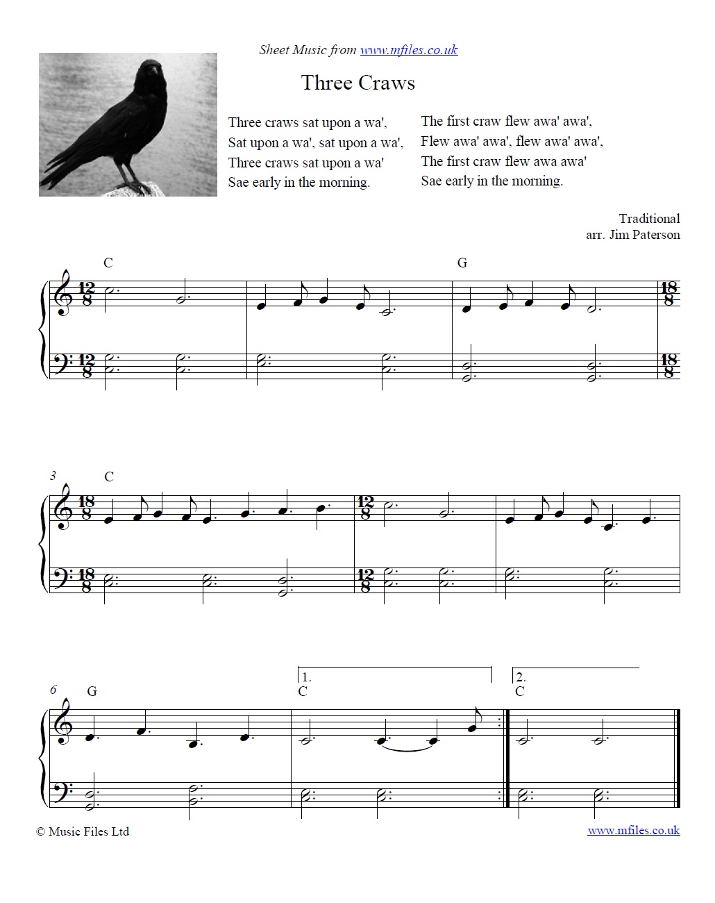 Three Craws for piano - sheet music 1st page
